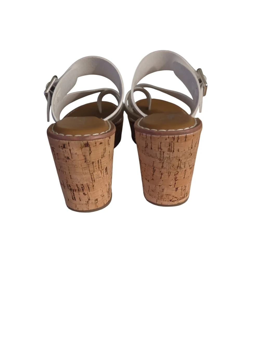 Women's White Cork Wedge Slide Sandals — Strappy Platform Comfort